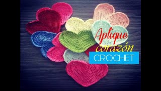 APLIQUE en forma de CORAZÓN a CROCHET diestro [upl. by Refotsirc]