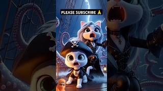 Pirate Cats And The Monster Octopus 🐙🫣😱short catlover cartoon [upl. by Jaquelin846]