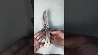 Making a Butterfly Knife with Damascus Steel knifeskills knifereview baisong bronze diy fyp [upl. by Ahsenauq53]