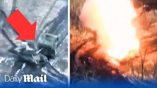 Russian tanks crash into eachother in humiliating new footage of failed attack in Donetsk [upl. by Fuchs201]