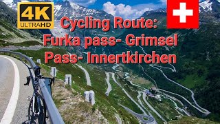 Switzerland 4K Cycling route Furka Pass Grimsel Pass Innertkirchen Relaxing Music indoor cycling [upl. by Retsek621]