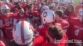 SUNY Cortland Football team celebrating its 2024 Cortaca Jug win over Ithaca College [upl. by Islehc]