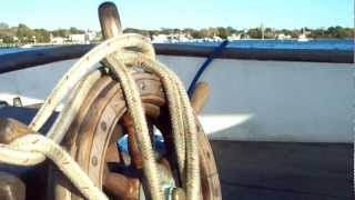 Herreshoff America Catboat Sailing lashed helm [upl. by Itirahc]