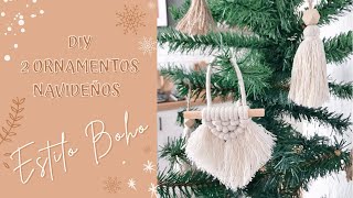 ORNAMENTOS NAVIDEÑOS  2 ORNAMENTOS DE MACRAMÉ DIY  Decoración boho  Decoración navidad boho [upl. by Rissa]