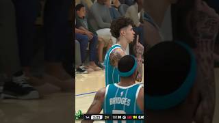 LaMelo Ball shushes 🤫 Milwaukee crowd after draining 3 lameloball charlottehornets nba2k25 nba [upl. by Euginimod]