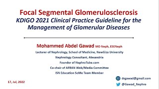 Focal Segmental Glomerulosclerosis  FSGS KDIGO 2021 Guidelines  English Language  Dr Gawad [upl. by Stortz454]