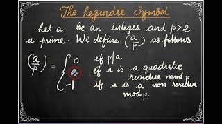 Legendre symbol Introduction [upl. by Einafats]