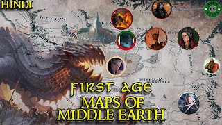 Maps of Middle Earth  First Age Map  Hindi Breakdown  Rings of power and LOTR [upl. by Aiekal490]