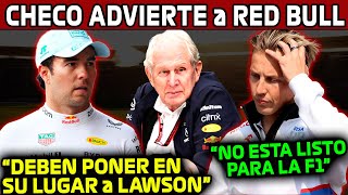 DURAS PALABRAS de CHECO a LAWSON quotNO ESTA LISTO PARA LA F1 RED BULL DEBE ACTUARquot GP MEXICO 2024 [upl. by Nerrej829]