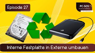 Externe USB Festplatte aus Laptop HDD oder SSD selbst bauen  PC SOS TV [upl. by Peirsen]