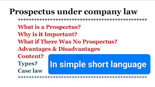 Prospectus company law  Prospectus and its types  Company law [upl. by Esinehs]