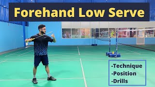 Singles Forehand Low Serve  Badminton Serve  Technique amp Details [upl. by Eeramit746]