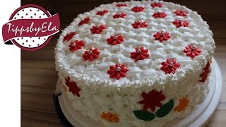 Muttertagstorte Korb Torte selber machen Anleitung Basket pattern birthday cake how to [upl. by Asselim]