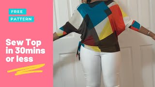 Quick and Easy Dolman Sleeve Knit Top Batwing Tshirt  Pattern Drafting Cutting and Sewing [upl. by Amimej]