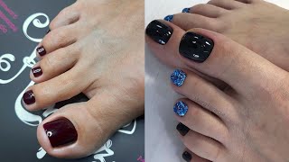 Extremely gorgeous solid toe nails art design ideas💡Latest pedicure nail colors for women 2024 [upl. by Kreit902]