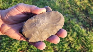 Flint Knapping  Reducing a Chert Nodule down to a Biface [upl. by Tonry]