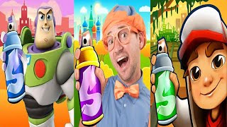 Subway Surfers New Orleans Jia vs Blippi Toy Run vs Buzz Lightyear Toy Story Run Gameplay HD [upl. by Ballard391]