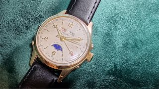 Enicar Vintage Triple Date um 1950 vergoldet mit Mondphase  Enicar Triple Date moon phase [upl. by Sherm]