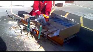 Cutting pallets for firewood [upl. by Yelroc]