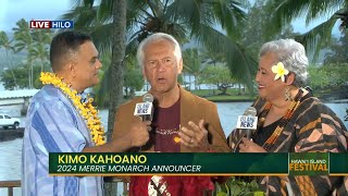 Kimo Kahoano joins Davey D amp Lina Girl live from the Merrie Monarch Festival [upl. by Netsirk881]