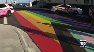 City of Fort Lauderdale residents celebrate with new Progress Pride Flag ahead of festival [upl. by Chaffinch]