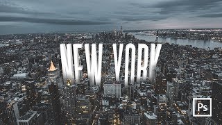 How to INTEGRATE TYPE into a CITYSCAPE in PHOTOSHOP [upl. by Kraska608]