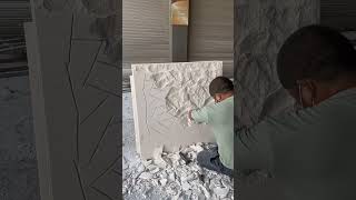 Stonemason Carving Natural Stone Texture Into Limestone [upl. by Dranek]