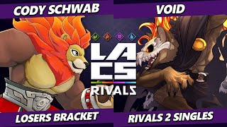 LACS Rivals  Cody Schwab Zetterburn Vs VoiD Forsburn Rivals of Aether 2  RoA2 [upl. by Kciremed]