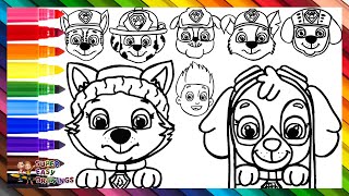 Drawing and Coloring All The Characters from Paw Patrol 🐾🐶🎀❄️👮🚒👷🌊♻️🌈 Drawings for Kids [upl. by Glendon527]