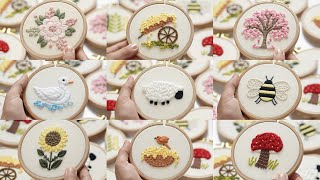 Spring collection Embroidery tutorial  PDF pattern10 patterns beginner friendly [upl. by Kuska539]