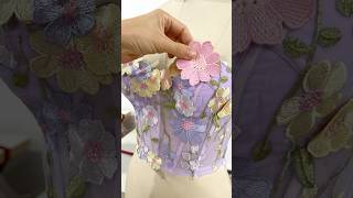 Making a corset floral appliqué midi lavender dress sewing fashion prom wedding hautecouture [upl. by Brinkema]