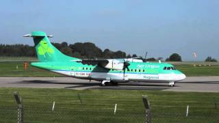 Stobart Air  Aer Lingus  ATR42300  EICBK  Takeoff At East Midlands Airport  HD [upl. by Kcirdec504]