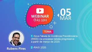 WEBINAR  NOVA TABELA DE INCIDÊNCIA E RAIS 2020 [upl. by Thorsten]