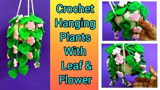 How To Crochet Hanging Plants🌺🌿 Crochet Hanging Vines With Flower For Beginners Step by Step [upl. by Sly]