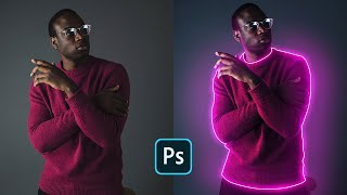 How to Create Glowing Lines on Portrait Image  Photoshop Easy Tutorial [upl. by Atal]