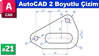 AutoCAD 2 boyutlu çizim örnekleri  21 [upl. by Kennan589]