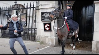 IMPRESSIVE Guard Protects Her Horse Tourist Man Leaps in Shock as Guard Takes Action [upl. by Ahsimik807]