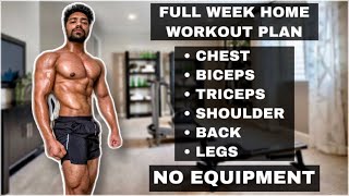 Full Week Workout Plan At Home No Equipment [upl. by Daile750]