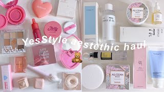 Relaxing Korean skincare and makeup haul 🧸🫧 YesStyle unboxing clean girl aesthetic [upl. by Einahpets]