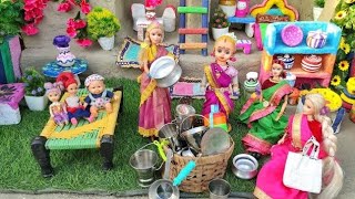 Satisfying With Barbie Daily RoutineBarbie doll all day routine in Indian VillageRadha ki kahani [upl. by Pelage162]