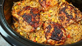 Slow Cooker Chicken and Rice Recipe  How to make Chicken and Rice in the Slow Cooker [upl. by Echikson]