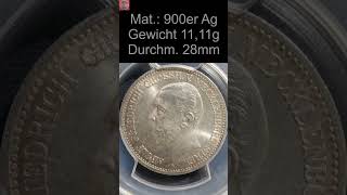 1000€ wert  – MecklenburgStrelitz 2 Mark 1905 A  PCGS MS65  shorts [upl. by Eirroc]