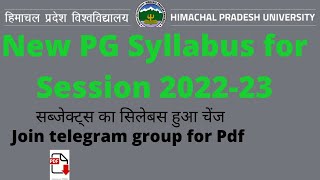 HPU I SPU New Syllabus implemented for session 20222023 I MA I MSc I MCOm I information I Subscribe [upl. by Boonie]