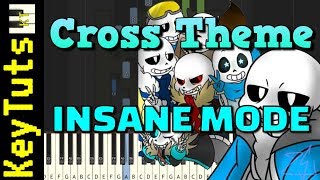 Cross Theme from Underverse  Insane Mode Piano Tutorial Synthesia [upl. by Evelc254]