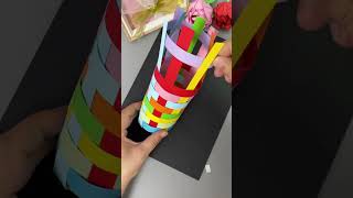 Use colored cardboard strips and children to make a simple and beautiful weaving pen holder [upl. by Kwapong]