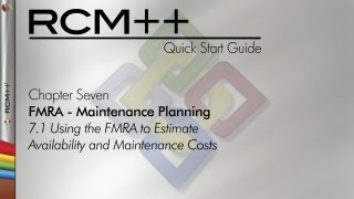 RCM 8 Quick Start Guide Chapter 71 Using the FMRA to Estimate Availability and Maintenance Costs [upl. by Perkoff]