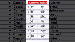 Antonyms words  List of Antonyms words  shorts antonyms [upl. by Elyag]