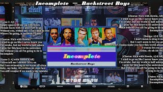 Incomplete ━ Backstreet Boys Lyrics  Greatest Hits Golden Oldies but Goodies 58 [upl. by Nerty276]