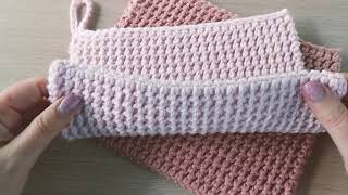 How to Crochet the Thermal Half Double Crochet Stitch version 2 extra thick potholder [upl. by Annig308]