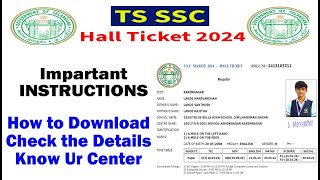 TS SSC Examinations MARCH 2024 HallTicket Download Regular [upl. by Oliy]